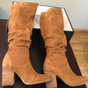 Nine West Suede scrunch knee high boots sz 7.5